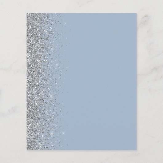 Budget Dusty Blue Silver Glitzer Save the Date (Rückseite)