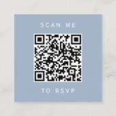 Budget Dusty Blue Silver Wedding QR Code UAWG Begleitkarte (Rückseite)