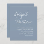 Budget Dusty Blue Simple Boho Wedding Einladung (Vorne/Hinten)