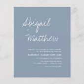 Budget Dusty Blue Simple Boho Wedding Einladung (Vorderseite)