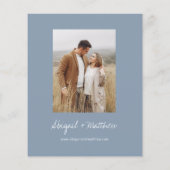 Budget Dusty Blue Simple Foto Hochzeit Einladung Flyer (Hinten)