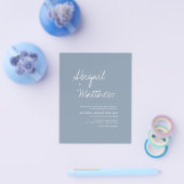 Budget Dusty Blue Simple Foto Hochzeit Einladung Flyer (Einzeln)