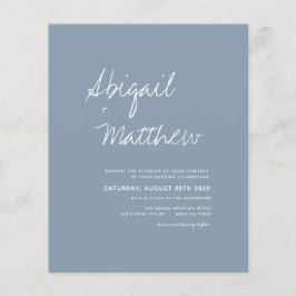 Budget Dusty Blue Simple Foto Hochzeit Einladung Flyer