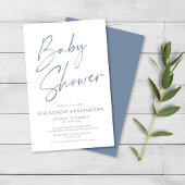 Budget Dusty Blue Simple Script Baby Dusche FLYER