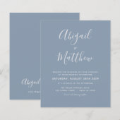 Budget Dusty Blue Simple Wedding Einladung (Vorne/Hinten)