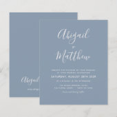 Budget Dusty Blue Simple Wedding Einladung (Vorne/Hinten)