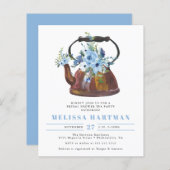 Budget Dusty Blue Tea Bridal Dusche Einladung (Vorne/Hinten)