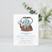 Budget Dusty Blue Tea Bridal Dusche Einladung (Stehend Vorderseite)