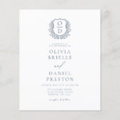 Budget Dusty Blue Wappen Monogram Wedding Foto Flyer (Vorne)