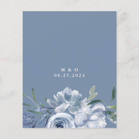 Budget Dusty Blue Watercolor Floral Wedding (Rückseite)