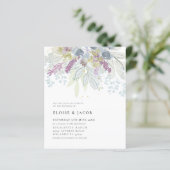 Budget Dusty Blue Watercolor Foliage Hochzeit (Stehend Vorderseite)