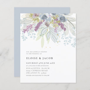 Budget Dusty Blue Watercolor Foliage Hochzeit
