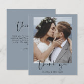 Budget Dusty Blue Wedding Danke Card (Vorne/Hinten)