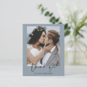 Budget Dusty Blue Wedding Danke Card (Stehend Vorderseite)