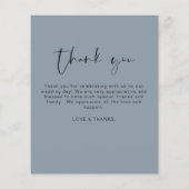Budget Dusty Blue Wedding Danke Card (Rückseite)