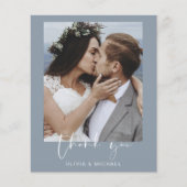 Budget Dusty Blue Wedding Danke Card Flyer (Vorne)