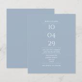 Budget Dusty Blue Wedding Datum Einladung (Vorne/Hinten)