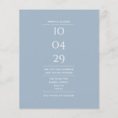 Budget Dusty Blue Wedding Datum Einladung (Vorderseite)