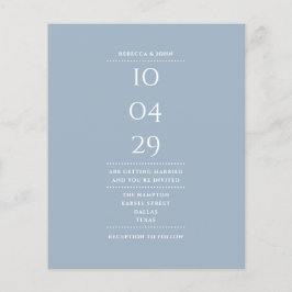 Budget Dusty Blue Wedding Datum Einladung