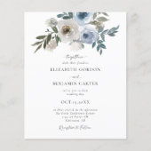 Budget Dusty Blue Wedding Floral Elegantes Skript (Vorderseite)