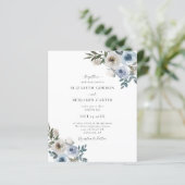 Budget Dusty Blue Wedding Floral Elegantes Skript (Stehend Vorderseite)