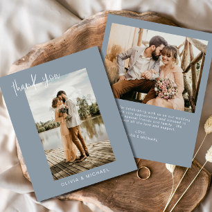 Budget Dusty Blue Wedding Foto Danke Karte