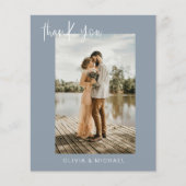 Budget Dusty Blue Wedding Foto Danke Karte (Vorne)