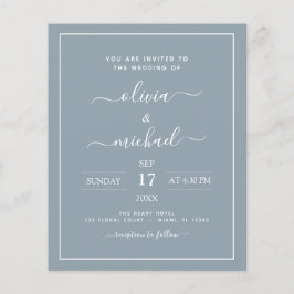 Budget Dusty Blue Wedding mit Foto Einladung Fl Flyer