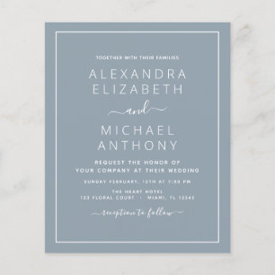 Budget Dusty Blue Wedding mit Foto Einladung Fl Flyer