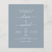 Budget Dusty Blue Wedding mit Foto Einladung Flyer (Vorne)