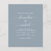 Budget Dusty Blue Wedding Modern Typografy Flyer (Vorne)