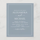 Budget Dusty Blue Wedding Modern Typografy Flyer (Vorne)