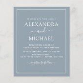 Budget Dusty Blue Wedding Moderne Typografie (Vorderseite)
