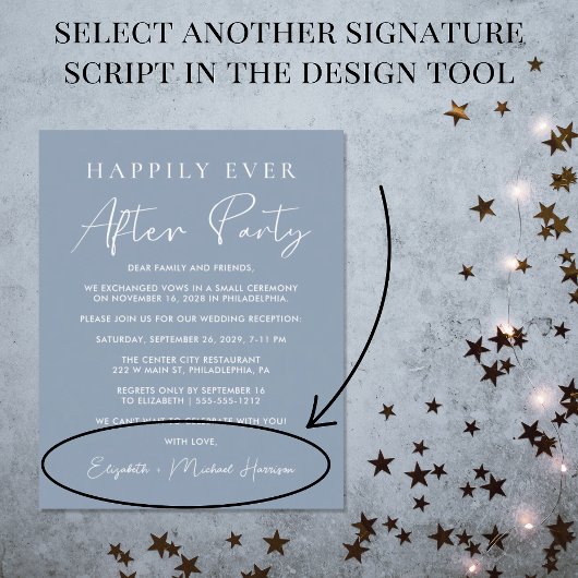 Budget Dusty Blue Wedding Reception Einladung