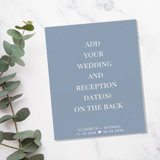 Budget Dusty Blue Wedding Reception Einladung