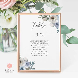Budget Dusty Blue Wedding Table Chart