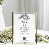 Budget Dusty Blue Wedding Table QR-Code