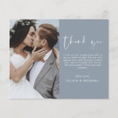Budget Dusty Blue Wedding Vielen Dank Foto Card (Vorderseite)