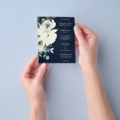 Budget Dusty Blue & Whi Floral Navy Hochzeitsfahre Flyer (Gruppe)