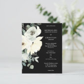 Budget Dusty Blue & White auf Black Floral Wedding (Stehend Vorderseite)