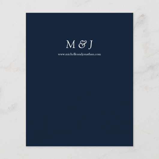 Budget Dusty Blue & White auf Navy Floral Wedding (Rückseite)