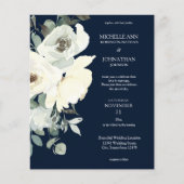 Budget Dusty Blue & White auf Navy Floral Wedding (Vorderseite)