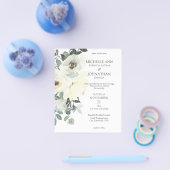 Budget Dusty Blue & White Floral 2 Wedding Flyer (Einzeln)