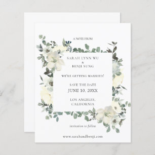 Budget Dusty Blue & White Floral Save the Date