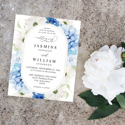 Budget Dusty Blue & White Floral Wedding Flyer