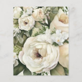 Budget Dusty Blue, White Roses Einladung Flyer (Hinten)