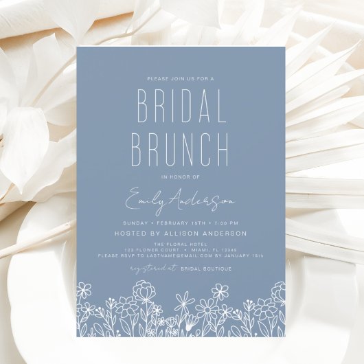 Budget Dusty Blue Wildblume Bridal Brunch Dusche