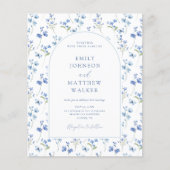 Budget Dusty Blue Wildblume Hochzeit Einladung (Vorderseite)
