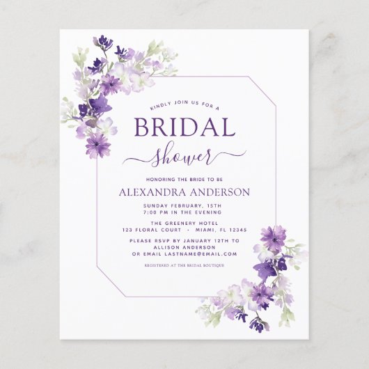 Budget Dusty Lila Blumengrün Brautparty (Vorderseite)