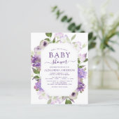 Budget Dusty Lila Floral Greenery Baby Dusche (Stehend Vorderseite)